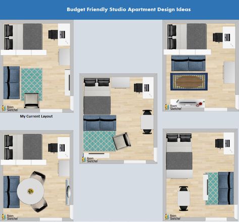 Appartement Design Studio, Apartment Layouts, Tiny Apartment Decorating, Apartemen Studio, Small Studio Apartment Decorating, Tiny Studio Apartments, Studio Layout, Studio Apartment Design, Studio Apartment Living