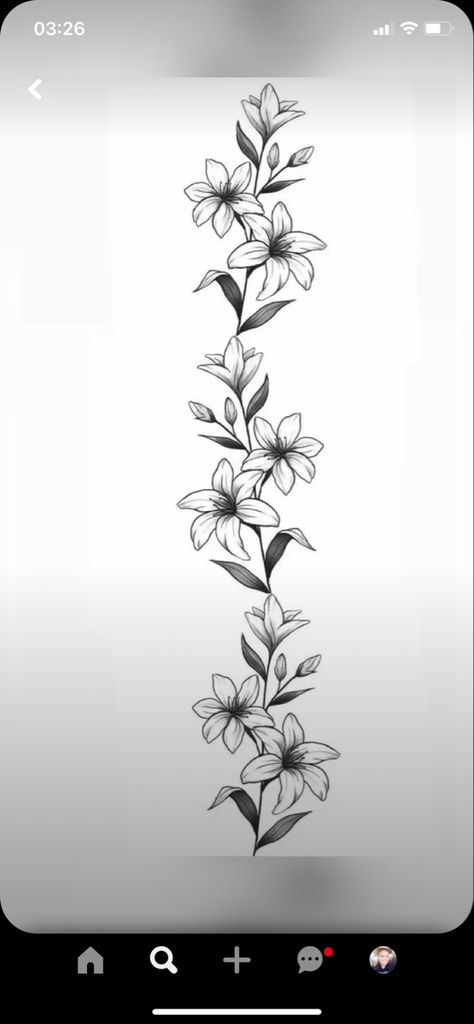 Ideas To Finish A Sleeve Tattoo, Flowers Fillers Tattoo, Outlined Tattoos Woman, Long Simple Tattoos For Women, Lilly Vine Tattoo, Lily And Vine Tattoo, Filler Tattoo Ideas Gap Vines, Bird Leg Tattoos For Women, Lilly Forearm Tattoo Women