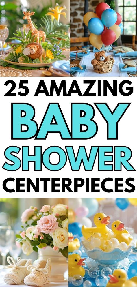 A collection of baby shower centerpiece ideas that are sure to inspire. If you are hosting a baby shower, these baby shower centerpieces offer great ideas on beautiful, fun, and budget friendly ideas. Glass Vase Baby Shower Centerpiece, Simple Baby Shower Table Centerpieces, Baby Shower Crafts For Kids, Baby Boy Centerpiece Ideas, Boy Baby Shower Table Centerpieces, Gender Reveal Diy Decor, Centerpieces For Baby Shower Neutral, Baby Boy Center Piece Shower Ideas Diy, Baby Centerpieces For Tables