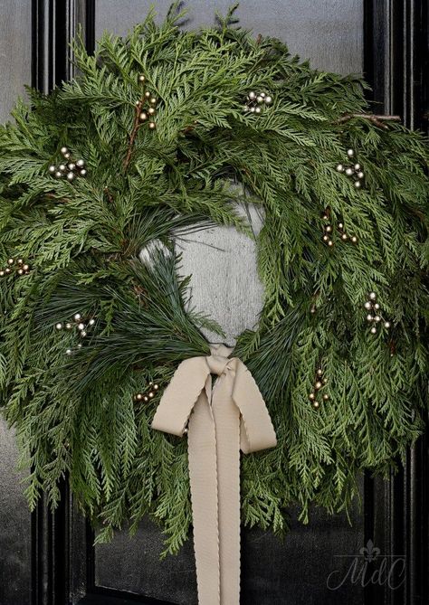 A French Inspired Christmas Front Porch - Maison Style #wreaths #homedecor Greens And Neutrals, French Country Christmas, Holiday Inspo, Front Porch Christmas, Christmas Front Porch, Christmas Porch Decor, Christmas Porch, Noel Christmas, Merry Little Christmas