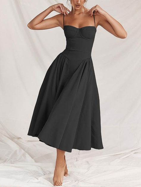 Amazon.com: LYANER Loose Midi Dress, Midi Dress Elegant, Backless Midi Dress, Sleeveless Outfit, Dress Women Elegant, Dress Sleeve Styles, Elegant Dresses For Women, Vestidos Vintage, Sling Dress