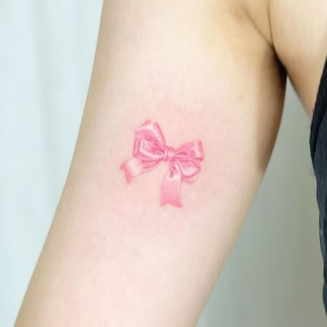 Pink Bow Tattoos, Kitty Tattoos, Pink Tattoo, Ribbon Tattoos, Bow Tattoo, Cute Little Tattoos, Dainty Tattoos, Girly Tattoos, Subtle Tattoos