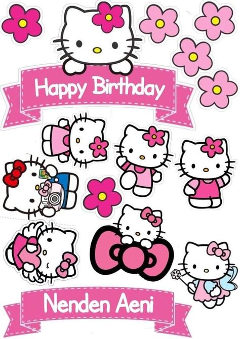 Hello Kitty Happy Birthday Cake Topper, Hello Kitty Toppers Printable, Topper Happy Birthday Hello Kitty, Hello Kitty Cake Topper Free Printable, Hello Kitty Topper Cake Printable, Hello Kitty Cake Topper Printable, Hello Kitty Topper Printable, Hello Kity Cakes, Hello Kitty Toppers