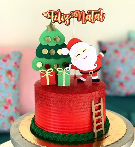 80 ideias de bolo de Natal que são sucesso absoluto nas ceias - Tua Casa Bible Cake, Mini Christmas Cakes, Christmas Cupcakes Recipes, Christmas Cupcakes Decoration, Christmas Themed Cake, Christmas Cake Designs, Ballerina Cakes, Christmas Cake Topper, Christmas Cake Decorations