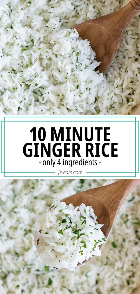 Ginger Rice Recipe Ginger Garlic Rice, Long Grain White Rice Recipes, Asian White Rice, Simple Asian Rice, Ginger Rice Recipe, Rice Ideas, Kid Friendly Vegetarian Recipes, Asian Cuisine Recipes, Ginger Rice