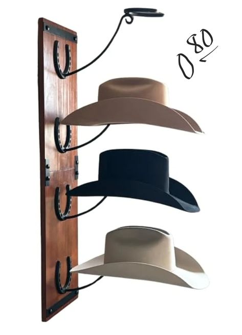 Welding Projects Hat Rack, Western Home Decor Ranch Style Dining Room, Metal Art Gifts, Western Blanket Holder, Cute Country Home Decor, Wall Of Hats, Western Men Gifts, Horseshoe Wall Decor, Vintage Cowboy Decor