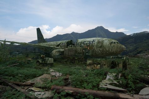 ArtStation - Overgrown aircraft scene, Jarrard Lee Overgrown Technology, Overgrown Apocalypse, Overgrown Aesthetic, Iron Sky, Old Abandoned Buildings, Antique Aesthetic, Planet Of The Apes, Matte Painting, Ap Art