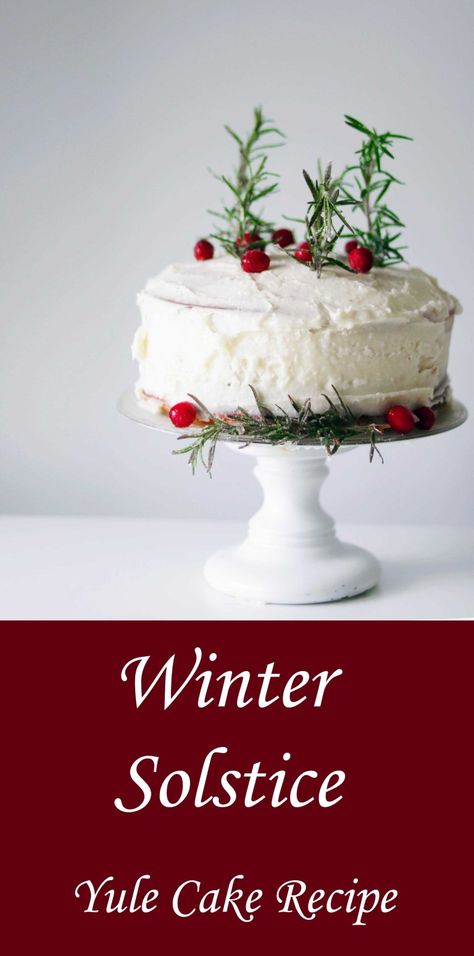 Yule Wonderland Winter Solstice Cake - Moody Moons Yule Cake Recipe, Solstice Dessert, Winter Solstice Recipes, Yule Cake, Solstice Recipes, Solstice Traditions, Solstice Winter, Winter Solstice Party, Yule Traditions