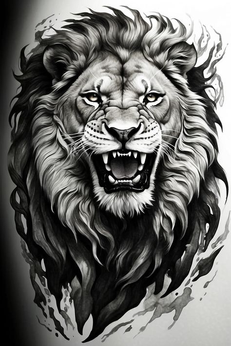 Tattoo Designs Drawings - Tattoo Designs Realistic - Tattoo Designs Man - Tattoo Designs Women - Tattoo Designs Dark  #TattooDesigns #TattooDrawings Indian Lion Tattoo, Lion Headdress Tattoo, Om Namah Shivaya Tattoo, Gg Tattoo, Tattoo Designs Dark, Tattoo Designs Realistic, Tattoo Designs Women, Lion Tattoo On Thigh, Roaring Lion Tattoo