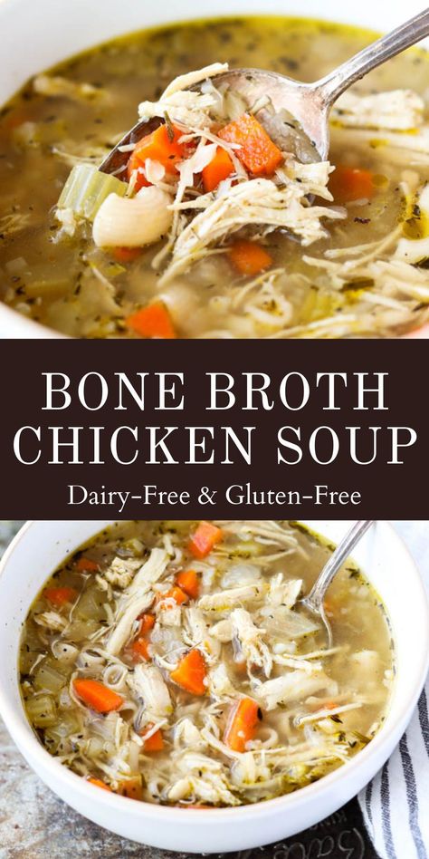 Gluten Free Bone Broth Soup, Keto Bone Broth Soup Recipes, Simple Bone Broth Soup, Broth Based Chicken Soup, Gut Health Chicken Soup, Bone Broth Based Soup Recipes, Recipes With Bone Broth In It, Soups With Bone Broth Base, Soup With Bone Broth Recipe