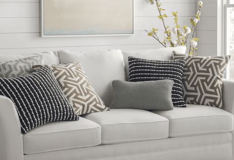 The 7 Best Throw Pillows to Buy in 2018 White Couch Living Room, White Accent Pillow, Wayfair Living Room, Living Room Throws, Rustic Living Room Furniture, Cool Couches, Living Room Cushions, Throw Pillows Living Room, Couch Design