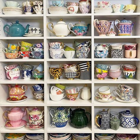 Displaying my teacup collection | Liz and Borromini | Bloglovin’ Tea Cup Display, Liz Steel, Monet Exhibition, Teacup Collection, Wall Unit Decor, Castle Howard, Sketching Tools, Sketching Tips, Collection Display