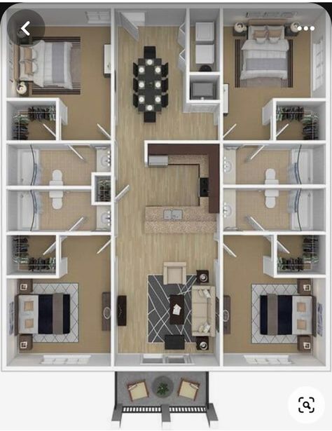 Casa Open Space, Gallery Decoration, Apartments Luxury, Pelan Rumah, 3d House Plans, Student Housing, House Floor Design, Apartment Floor Plans, تصميم للمنزل العصري