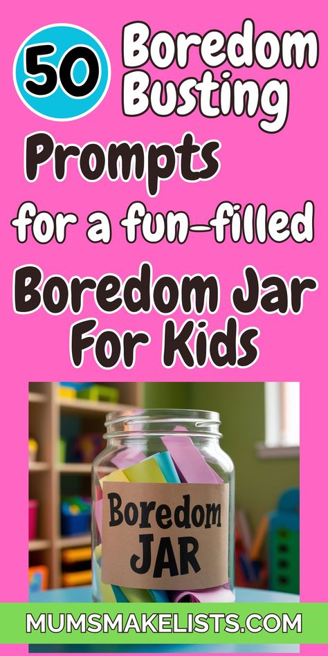 Boredom jar full of boredom busting ideas written on chits of paper I’m Bored Ideas For Kids, I’m Bored Jar For Kids, Bored Jar Ideas For Teenagers, Ideas For Babysitting Kids, Bored Kids Ideas, Fun Things To Do When You Are Bored, Crafts To Do At Home When Bored, Bored Jar Ideas For Kids, Activity Jar Ideas