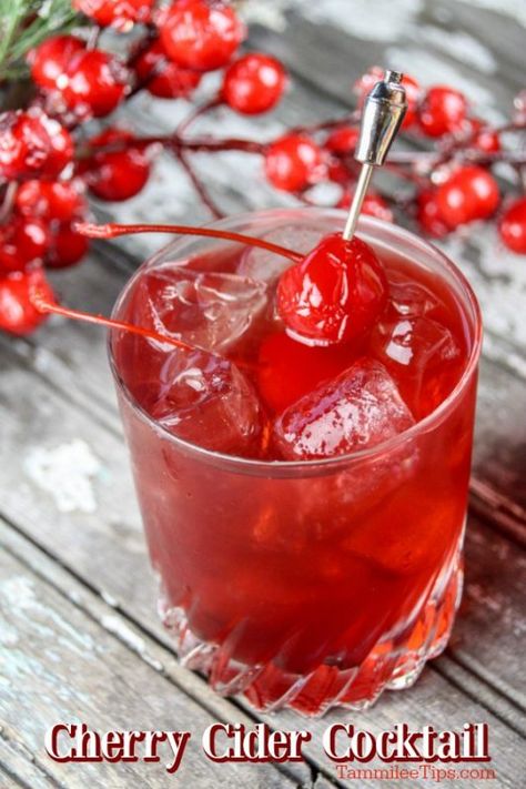 Cider Drink Recipes, Cider Alcohol, Marachino Cherries, Kiss On The Lips, Cider Cocktail Recipes, Christmas Mocktails, Healthy Alcoholic Drinks, Morning Cocktail, Cider Cocktail