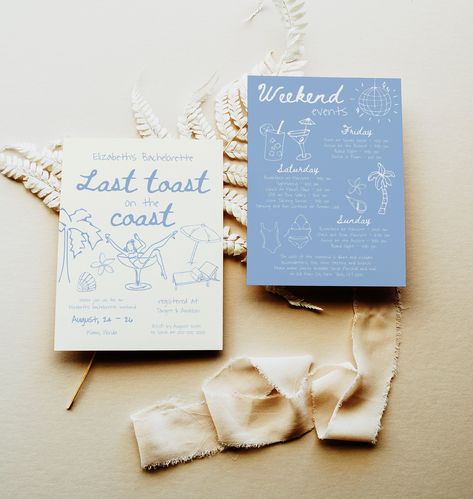 Charleston Bachelorette Party, Charleston Bachelorette, Last Toast On The Coast, Toast On The Coast, Bachelorette Weekend Itinerary, Handwritten Typography, Bachelorette Itinerary, Itinerary Template, Bachelorette Party Invitations