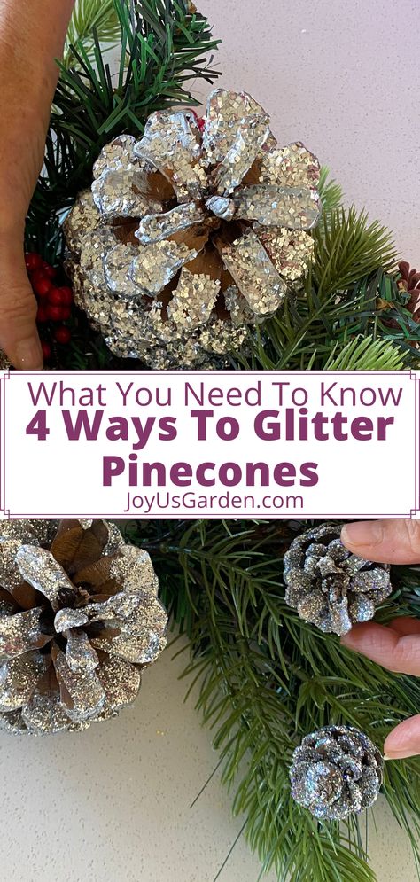 Glitter Christmas Ornaments Diy, Glitter Pinecones, Bleach Pinecones, Bleached Pine, Snowy Pinecone, Cones Diy, Pine Cone Christmas, How To Make Glitter, Christmas Pine Cones