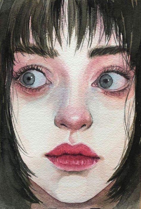 Watercolor Person Painting, Beautiful Art Watercolor, Portraits Ideas Drawing, Painting Reference Watercolor, Faces In Watercolor, Water Paint Portrait, Watercolor Painting Human, Aesthetic Painting Watercolors, Face Reference For Painting