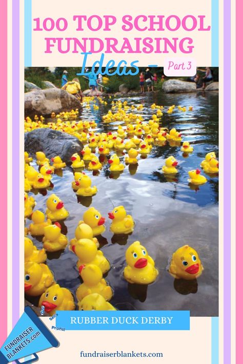 Host a Rubber Duck Derby for a unique fundraising event! Participants sponsor ducks that race down a waterway, adding fun and excitement to your school fundraiser. #RubberDuckDerby #FunFundraising #SchoolFundraiser #CommunityEvent #FamilyFundraising No Fundraiser Fundraiser, In School Fundraising Ideas, Fundraising Ideas For School Trips, Basketball Halftime Fundraisers, Duck Race Fundraiser, Fun Fundraising Ideas Schools, Fundraiser Games Ideas, Easy School Fundraiser Ideas, Chuck A Duck Fundraiser