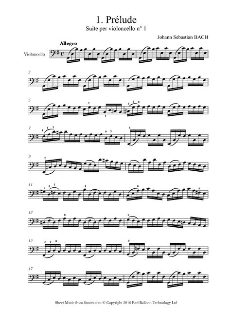 Bach - Cello Suite No.1 in G major, BWV 1007 (complete) Sheet music for Cello - 8notes.com Cello Suite No. 1 In G Major, Bach Cello Suite No 1, Cello Music Sheet, Cello Notes, Cello Sheet Music, Cello Music, G Major, Music Memes, Free Sheet Music