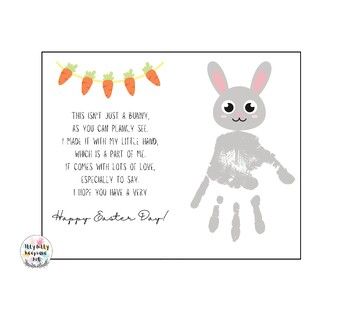 This is a Personalized Easter Poem Handprint Printable PDF File Template that can be used for a holiday craft for parents, teachers, grandparent's, friends and/or other family members.Directions:1. Download the template. (All Templates come on 8.5"x11" PDF File)2. Print the template (I suggest using... Spring Handprint Art, Easter Handprint Crafts, Easter Handprint, Handprint Printable, Easter Poems, Craft Spring, Valentines Day Poems, Teacher Art, Lapin Art