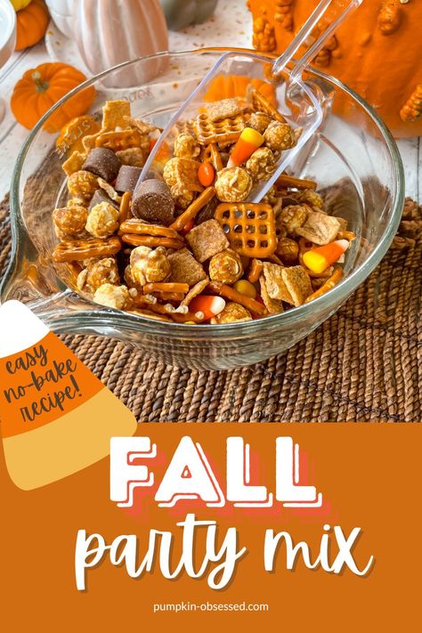 Throw a cozy fall or pumpkin themed party with the cutest fall party supplies and a sweet & salty fall party mix. via @pumpkinobsessedofficial Harvest Halloween Party, Fall Party For Preschoolers, Food For Pumpkin Themed Party, November Birthday Food Ideas, Fall Breakfast Party Ideas, Fall Party Fruit Ideas, Pumpkin Theme Birthday Party Food, Craving Pumpkin Party, Pumpkin Theme Food Ideas