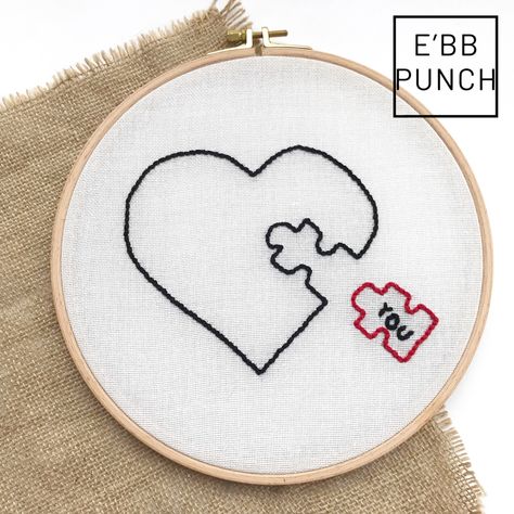 Embroidery Patterns For Boyfriend, Diy Embroidery Art, Minimalist Embroidery, Heart Minimalist, Embroidered Canvas Art, Valentine Embroidery, Hand Sewing Projects, Diy Embroidery Designs, Embroidered Canvas