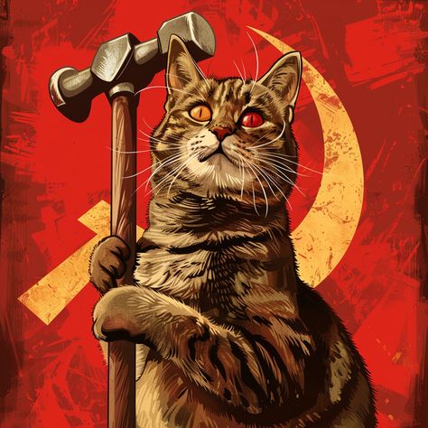 Cat Resembling Hammer and Sickle Soviet Flag, Inspirational Digital Art, Hammer And Sickle, Photography Movies, Construction Toy, Photography Games, Educational Books, Hyperrealism, Ancient Rome