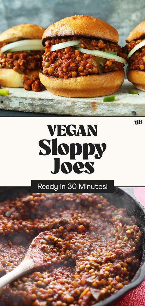 Hearty, flavorful Vegan Sloppy Joes made with fresh, simple ingredients, naturally sweetened, and they require just 30 minutes! Savory, smoky, perfectly sweet — a delicious plant-based meal! Lentil Sloppy Joes, Vegan Sloppy Joes, Food Recipes Vegetarian, Vegan Worcestershire Sauce, Sloppy Joes Recipe, Sloppy Joe, Vegan Sandwich, Sloppy Joes, Evening Meals