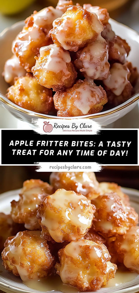 Crispy on the outside and soft on the inside, these apple fritter bites are the perfect anytime treat!  Ingredients:  1 cup all-purpose flour 1 ½ cups peeled, diced apples ⅓ cup milk 1 tbsp butter (melted) Oil for frying  Deliciously golden apple fritter bites with a tender apple filling, perfect with a dusting of powdered sugar for extra sweetness! Apple Pie Fritters, Diy Apple Fritters, Morning Party Snacks, Mini Apple Fritters, Easy Fritters Recipe, Soft Apple Recipes, Easy Apple Fritters Recipe Simple, Healthy Apple Donuts Recipe, Soft Apples What To Do With