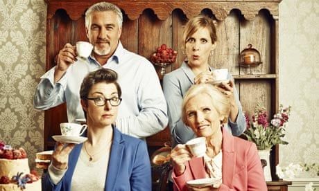 Paul Hollywood, Mel Giedroyc, Sue Perkins and Mary Berry at Harptree Court, Somerset Baking Show Aesthetic, Bake Off Aesthetic, Gbbs Recipes, Agatha Christie's Marple, Sue Perkins, British Baking Show Recipes, British Bake Off Recipes, Great British Baking Show, British Baking Show