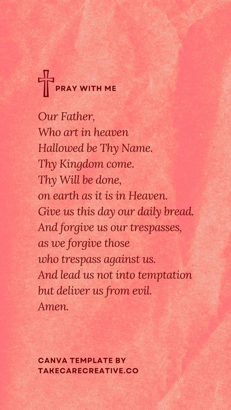 Red Orange Textured Classic Christian Lord's Prayer Instagram Story by Take Care Creative. Follow on Canva or get emails about new canva templates at takecarecreative.co / music, catholic, prayer, our father, catholic, lords prayer, lord, amen, / The Our Father Prayer, Our Father Prayer, Lords Prayer, Lord’s Prayer, Orange Texture, Create Your Story, Lord's Prayer, Quotes Prayer, Our Father