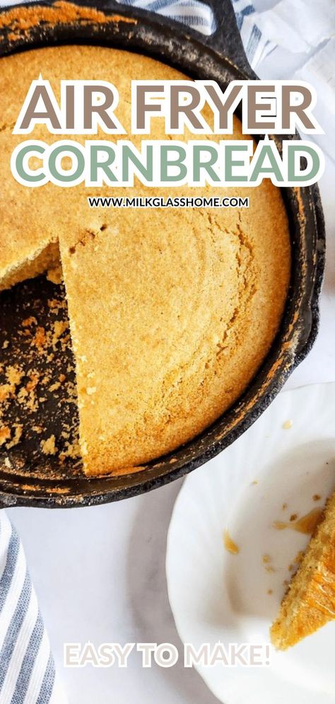 Enjoy this simple and delicious air fryer cornbread recipe that's perfect for any meal. This post shows you how to make fluffy, golden cornbread using your air fryer in just a few easy steps. It's a quick, no-fuss recipe that saves time in the kitchen while delivering all the classic cornbread flavors you love. Air Fryer Cornbread, Cornbread From Scratch, Flavored Cornbread, Dutch Oven Chili, Classic Cornbread, Fried Cornbread, Leftover Cornbread, How To Make Cornbread, Cornbread Recipe Sweet