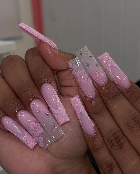 Baby pink glitter frenchies ✨ • • • • • • • • • • • • #nails #acrylicnails #nailsnailsnails #nailsbyzairaa #nailsoftheday #nails2023… | Instagram Pink Glitter Frenchies, Glitter Frenchies, Baby Pink Nails Acrylic, Sweet 16 Nails, Gem Nail Designs, Long Square Nails, Baby Pink Nails, Pink Glitter Nails, Light Pink Nails