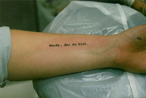 untrustyou: Manu S. werde, der du bist. - become, who you are. Germany Tattoo, German Tattoo, Coffee Tattoos, Tattoo Back, Text Tattoo, Different Tattoos, Disney Tattoos, Trendy Tattoos, Skin Art