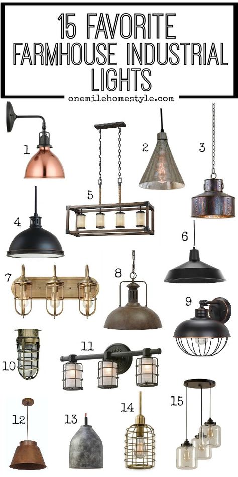 15 of the best farmhouse industrial lights for your home Industrial Farmhouse Lighting, Farmhouse Lighting Dining, Lampe Industrial, Industrial Lights, Industrial Farmhouse Decor, Farmhouse Style Lighting, Farmhouse Style Furniture, Farmhouse Industrial, Best Farmhouse