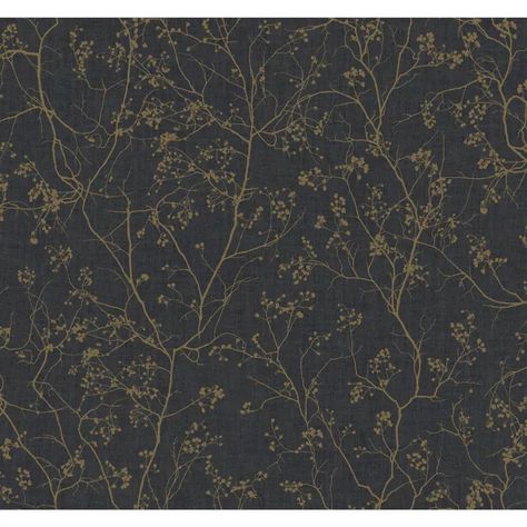 Kravet Design - W3905-84 | Kravet Branches Wallpaper, Wallpaper In Black, Modern Floral Wallpaper, Moody Wallpaper, Smooth Wallpaper, Modern Botanical, Drops Patterns, York Wallcoverings, Delicate Flowers