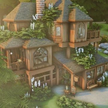 Sims 4 Witch House, Sims 4 Build Ideas, Sims 4 Build Cc, Sims 4 Builds, The Sims 4 Lots, Sims 4 House Plans, Sims 4 House Building, Sims 4 House Design, Casas The Sims 4