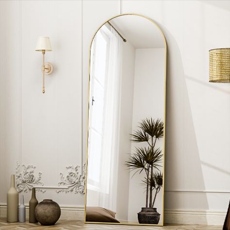 Floor Length Mirror Living Room, Arch Floor Mirror, Spiegel Gold, Floor Length Mirror, Full Length Mirrors, Full Length Floor Mirror, Full Length Mirror Wall, Full Body Mirror, Arched Mirror