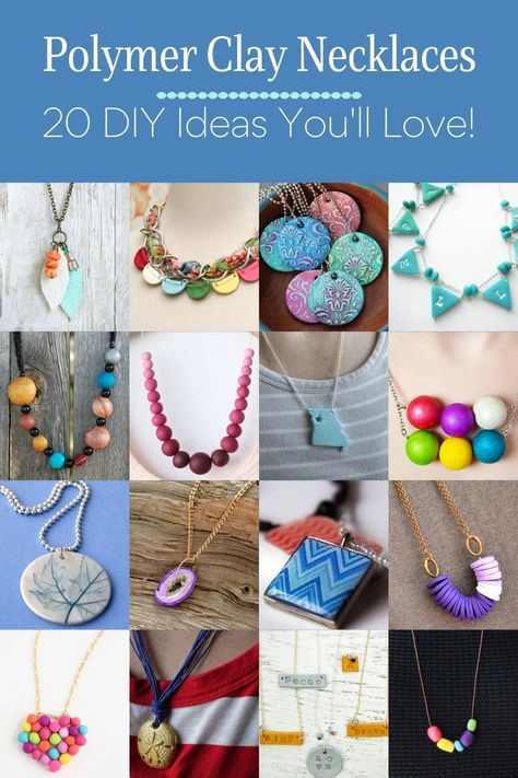 Polymer Clay Necklace Ideas You'll Want to Try - DIY Candy Clay Necklace Ideas, Polymer Clay Necklace Ideas, Working With Polymer Clay, Polymer Clay Beads Diy, Polymer Clay Beaded Necklace, Easy Polymer Clay, Clay Necklaces, Clay Bead Necklace, Homemade Clay