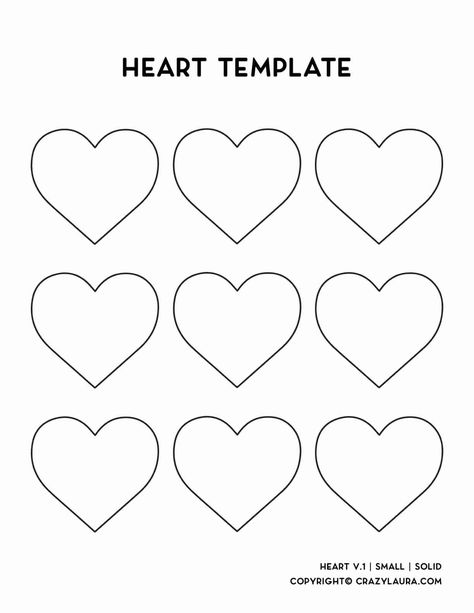 Need a heart template printable for your Valenintes Day crafts or cards!? Check out these free to download outlines with two different shapes! Hearts Template Printable Free, Small Heart Template Free Printable, Heart Shape Template Free Printable, Heart Stickers Free Printable, Heart Template Printable Free, School Cubbies, Heart Templates Free Printables, Sticker Template Printable, Outline Stencil