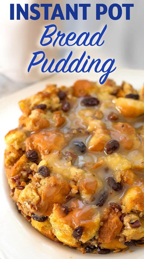 Bread Pudding Crock Pot, Instant Pot Bread, Countertop Cooking, Chocolate Chip Bread Pudding, Pressure Cooker Desserts, Lazy Cooking, Pot Bread, Ip Recipes, Dreamy Desserts