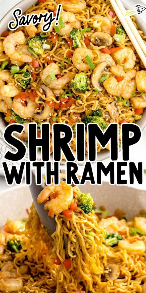 Shrimp With Ramen Shrimp Ramen Noodle Bowl Recipes, Shrimp With Ramen Noodles Recipe, Shrimp And Chicken Ramen Recipes, Shrimp Roman Noodle Recipes, Shrimp With Ramen Noodles, Shrimp And Ramen Noodle Recipes, Asian Shrimp Noodles, Seafood Ramen Noodle Recipes, Seafood Boil Ramen