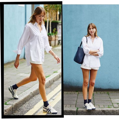 White Onitsuka Tiger Women Outfit, Onitsuka Tigers Outfit, Onitsuka Outfit Women, Onitsuka Tiger Shoes Outfit, Onitsuka Tiger Women Outfit Casual, White Shoes Outfit Sneakers, Tiger Shoes Outfit, Ootd Onitsuka Tiger Women, Onitsuka Outfit