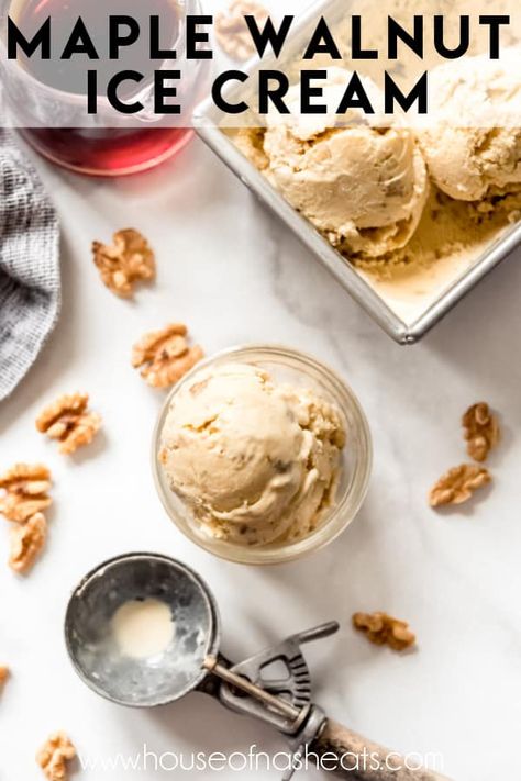 Gourmet Ice Cream Flavors, Maple Nut Ice Cream Recipe, Homemade Ice Cream Maker Recipes, Maple Walnut Ice Cream Recipe, Walnut Ice Cream Recipe, Maple Ice Cream Recipe, Maple Walnut Ice Cream, Homemade Ice Cream Maker, Maple Ice Cream