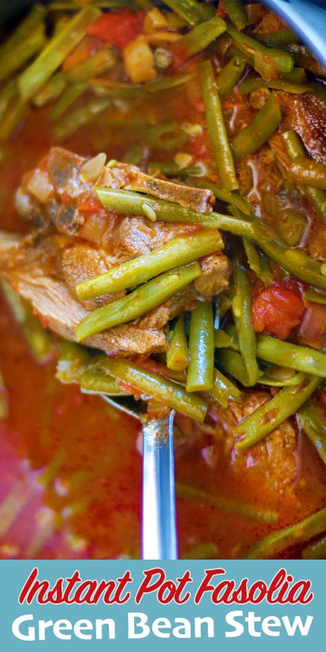 Fasolia is a delicious Assyrian dish. The stew is loaded with green beans and chunks of lamb or beef. Fasolia is served over plain white rice, but can be eaten as if for a low carb option. #fasolia #greenbeanstew #Instantpotrecipes #hildaskitchenblog Fasulia Recipe, Egyptian Meals, Fasolia Recipe, Assyrian Recipes, Green Bean Stew, Assyrian Food, Middle Eastern Recipes Arabic Food, East Recipes, Okra Stew