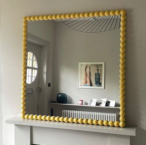 Bobbin Mirror, Alfred Newall, Mirror Makeover, Hudson Homes, Flat Decor, Cosy Room, Yellow Theme, Living Room Design Decor, Diy Mirror