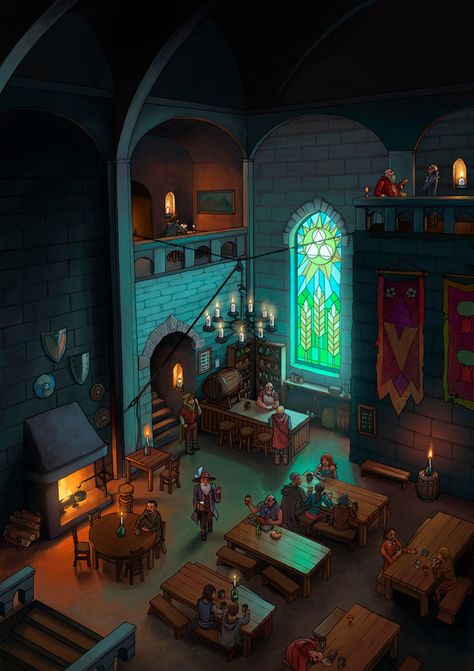 Taverna Medieval, Modular Environment, Concept Art Landscape, Rpg Horror, Fantasy Setting, Fantasy Places, Game Concept Art, Hayao Miyazaki, Arte Fantasy