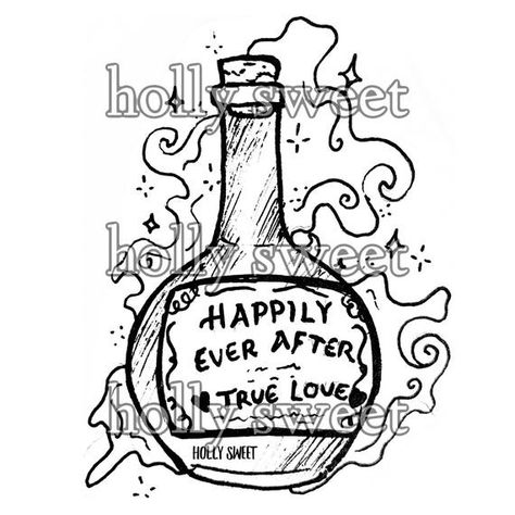 Potion Tattoo Design, Happily Ever After Potion, Potion Tattoo, Piercings Bonitos, Tulip Tattoo, Cute Tats, Small Pretty Tattoos, Theme Tattoo, Octopus Tattoo