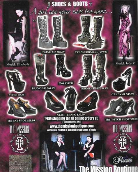 Mall Goth Magazine, Mall Goth Catalog, Goth Fashion Magazine, 2000 Mall Goth, Mall Goth Shoes, Goth Inspo Outfits, Goth Mood Board, 2000s Goth Aesthetic, Mall Goth Wallpaper